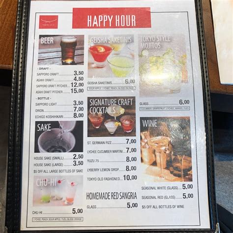 Menu at TOKYO TABLE restaurant, Alhambra