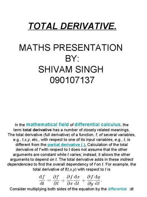 Image result for Total derivative Examples