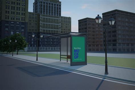 Bus stop billboard sign mockup | Premium PSD