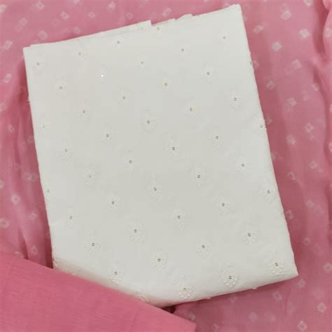 Soft White & Pink cotton - Overall lakhnavi work - Beautiful Bandhani ...