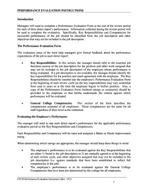 Fillable Online ctcfacstaff ctcd PERFORMANCE EVALUATION INSTRUCTIONS ...