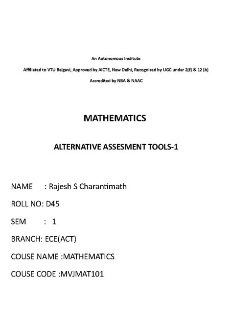 MVJMAT101 Assignment: Real-World Applications of Differential Equations ...