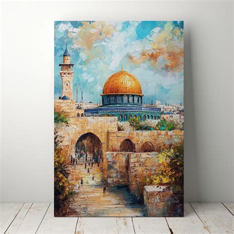Golden Dome of the Rock Wall Art | Islamic Architecture Canvas for Spi ...