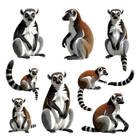 A collection of four different species of lemurs | Premium AI-generated vector