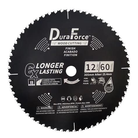 DuraForce 12 Inch 60 Tooth Professional Finish ATB Saw Blade with 1 ...