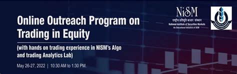 Online Outreach Program On TRADING IN EQUITY | 26–27 May, 2022 ...