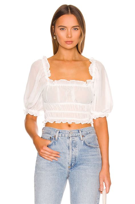 MORE TO COME Monique Puff Sleeve Top in White | REVOLVE