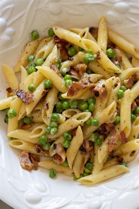 Penne Pasta, Peas and Bacon | Recipe | Easy pasta dishes, Pasta dinner ...