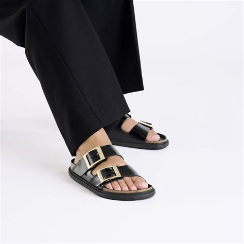 Arizona Droplet Buckle Cuir naturel verni Noir très brillant | BIRKENSTOCK