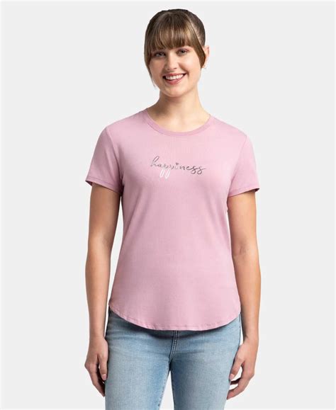 Buy Micro Modal Fiber Relaxed Fit Graphic Print Round Neck Half Sleeve ...