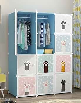 Sunderlook Plastic Wardrobe for Kids Clothes 12 Door Collapsible ...