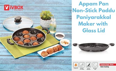 Buy ivbox® Marble-Appam 4mm Heavy-Weight Non-Stick 12-Cavity Appam Pan ...