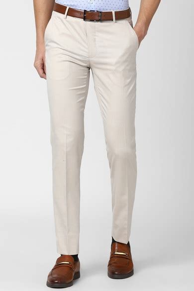 Buy Men Cream Solid Formal Trousers Online - 679119 | Peter England