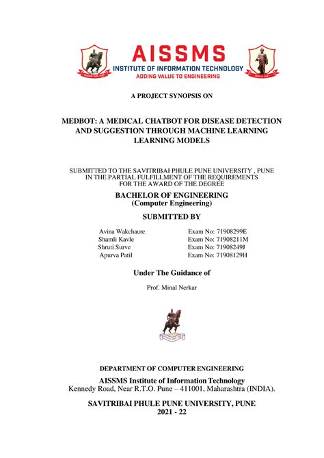 health chatbot report - A PROJECT SYNOPSIS ON MEDBOT: A MEDICAL CHATBOT ...