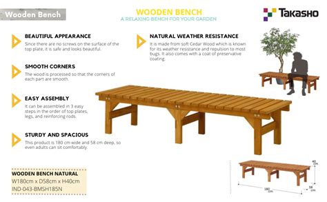 Takasho Wooden Divan Bench - Natural Wood Indoor/Outdoor Seating for ...