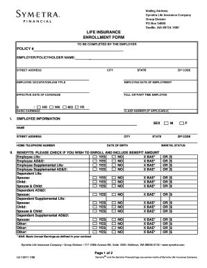 Life Insurance Enrollment Form - Blank Fillable Template | Fill Out ...