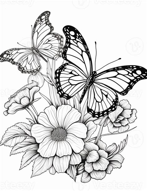 Sketch Of A Butterfly On A Flower