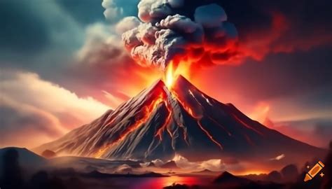Volcano with magma and smoke erupting on Craiyon