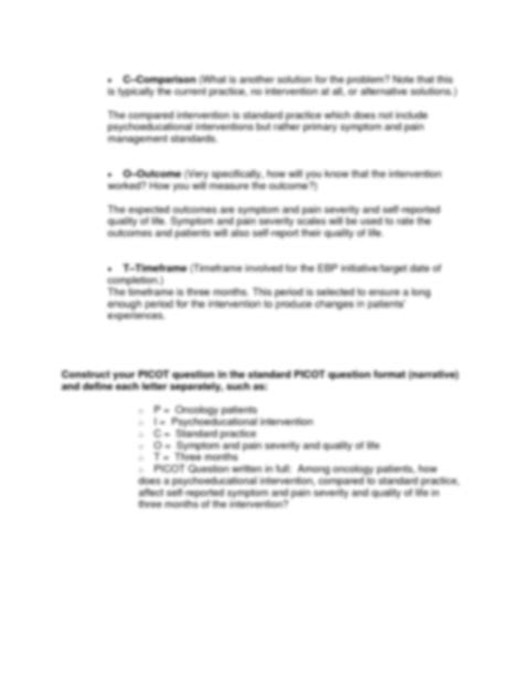 Image result for Picot Question Worksheet