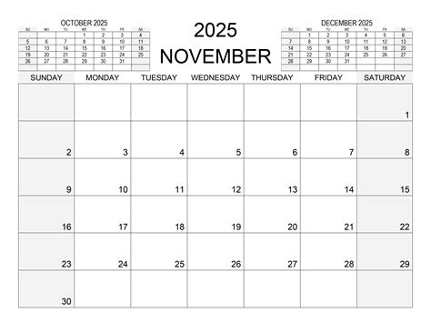Calendar for November 2025 - free-calendar.su