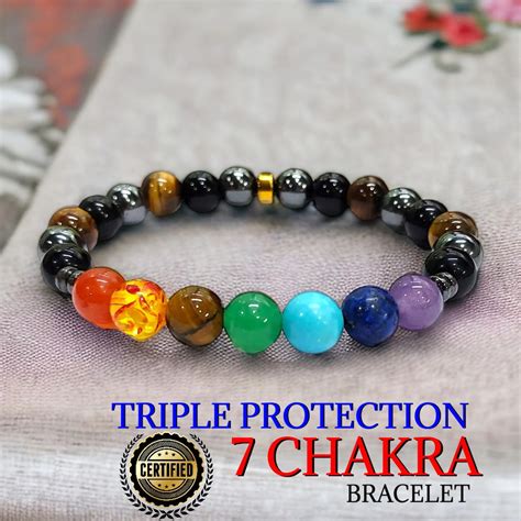 Certified 7 Chakra Triple Protection 8mm Natural Stone Bracelet – Imeora