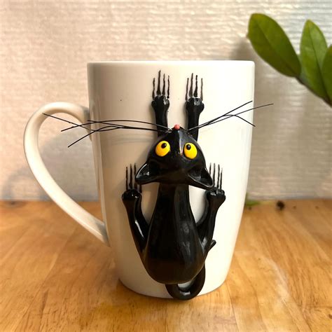 Amazon.com: DongNaiWin Black Cat 3D Ceramic Mug - Black Cat Coffee Mug ...