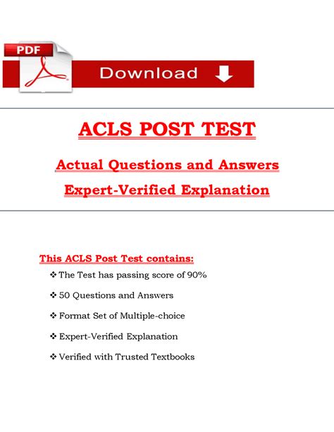 AHA ACLS Post Test Answer Key (2025 / 2026) Questions and Verified ...