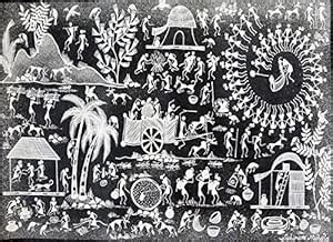 Warli Art Painting on Canvas Life Style : Amazon.in: Home & Kitchen
