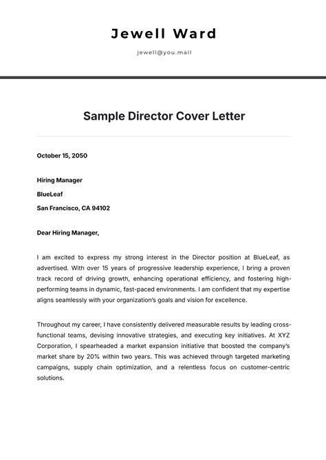 Free Director Letter Template to Edit Online