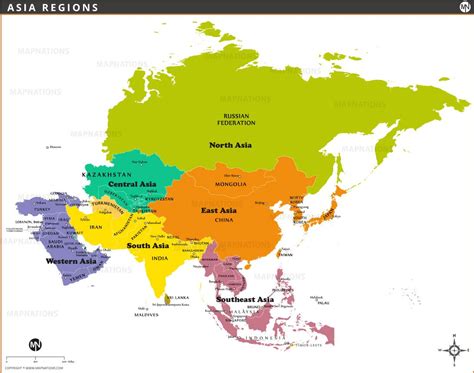 Asia Region Map - Geographic Divisions of Asian Countries