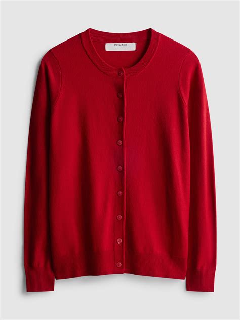 Womens Red Long Sleeve Crew Neck Cardigan | Primark