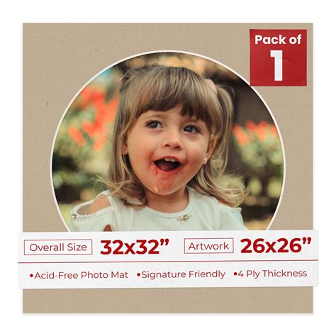 Tawny Brown Mat Board for 32x32 Frames - Circle Opening for 26x26 ...