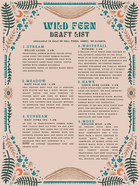 Menu 1 — Wild Fern Brewing