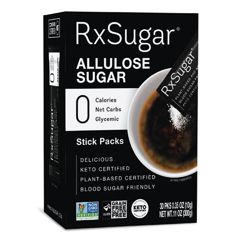 RxSugar 30 Sticks, Keto, Paleo, Natural Sugar, Non-GMO, 0 Calories, 0 ...