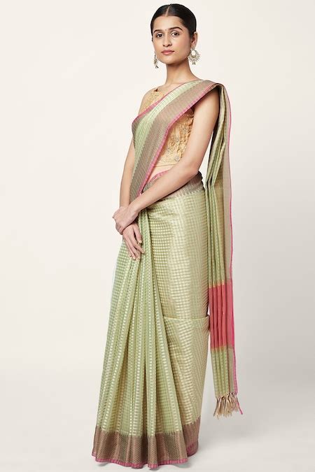 Aqua Jacquard Sari - Selling Fast at Pantaloons.com