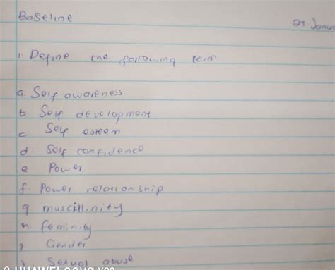 Define the following term: a. Self awareness | StudyX