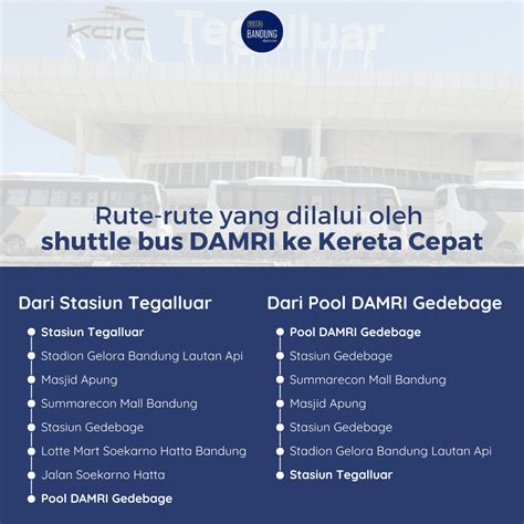 Rute DAMRI ke Stasiun Kereta Cepat DAMRI dari Kota Bandung, GRATIS!