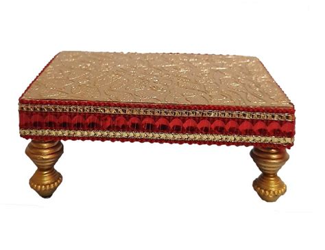Buy Wooden Chowki Pooja Patla Brand: SD Art Color: Golden Material ...