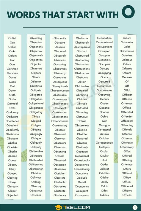 Objects That Start With O