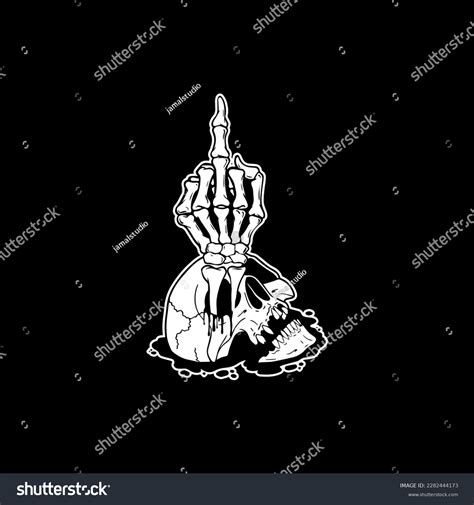 Black White Human Skull Middle Finger Stock Vector (Royalty Free ...