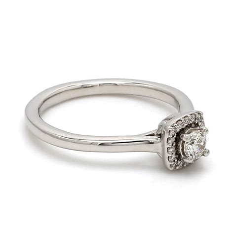 Customised 30-Pointer Square Halo Diamond Platinum Engagement Ring JL ...
