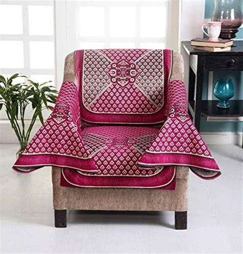 Nendle Cotton Fabric Abstract Sofa and Chair Covers Set of 5 Seater ...