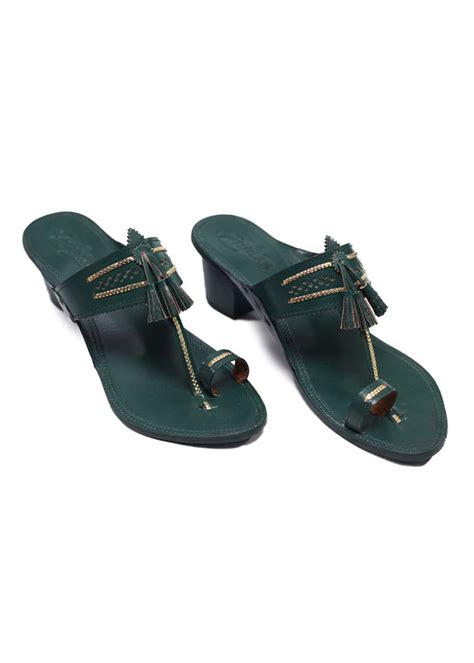 Get Green Block Heel Jhumka Kolhpuris at ₹ 1461 | LBB Shop