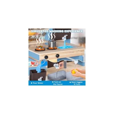 OHKIDS Mud Kitchen, Wooden Outdoor Kitchen Playset w/Menu, India | Ubuy