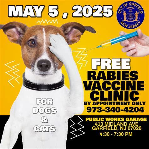 FREE RABIES VACCINE CLINIC (GARFIELD, NJ RESIDENTS), 413 Midland Ave ...