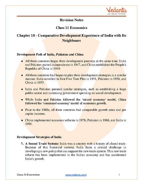 Cbse class 11 economics indian economic development notes chapter 10 ...
