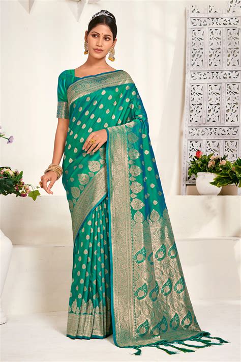 Buy Emerald Green Banarasi Saree online-Karagiri