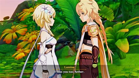 Lumine Talking With Aether | Genshin Impact - YouTube