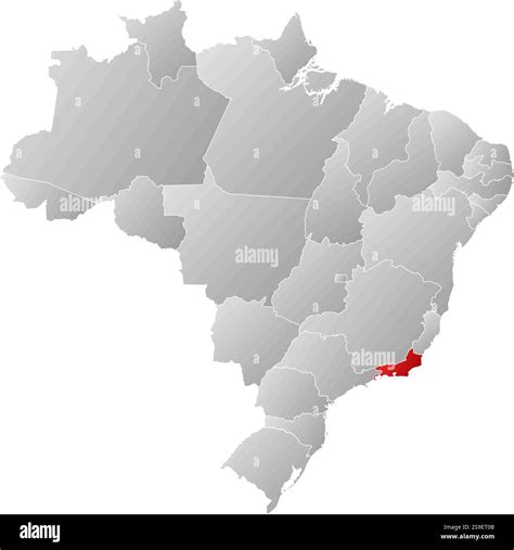 Map of Brazil with the provinces, filled with a linear gradient, Rio de Janeiro is highlighted ...