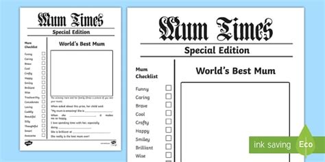 Newspaper Mother’s Day Card Template | Mother’s Day | Twinkl